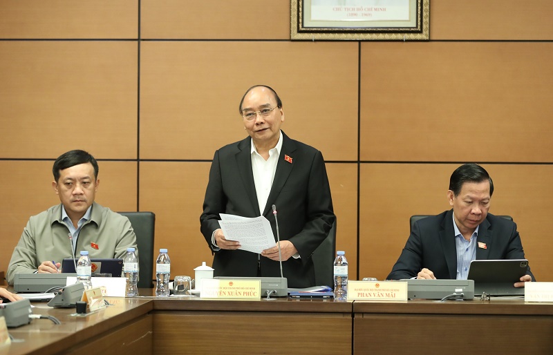 Chủ tịch nước Nguyễn Xuân Phúc cho ý kiến tại phiên thảo luận.