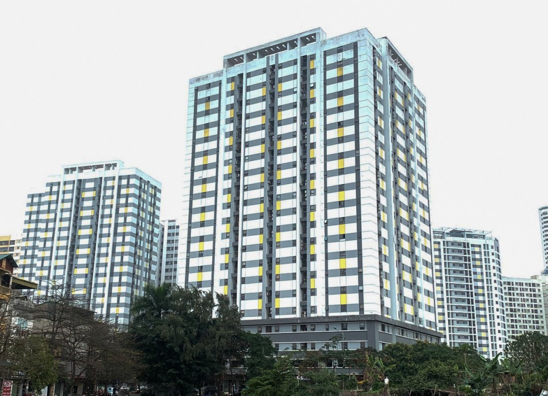 Nhiều căn hộ ở dự án nhà ở xã hội cụm Rice City, Tây Nam Linh Đàm (Hoàng Mai, Hà Nội) được rao bán với giá 30 - 36 triệu đồng/m2, tùy vị trí từng căn và từng tòa. (Ảnh: Nguyễn Lê)