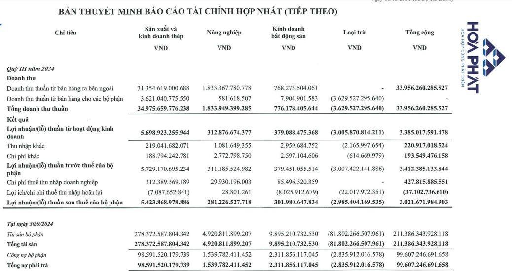 Tập đoàn Hòa Phát: Lợi nhuận mảng nông nghiệp và bất động sản hiện ra sao?