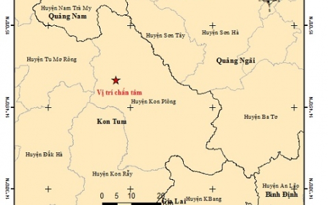 Hai trận động đất xảy ra tại Kon Tum ngày 13/9