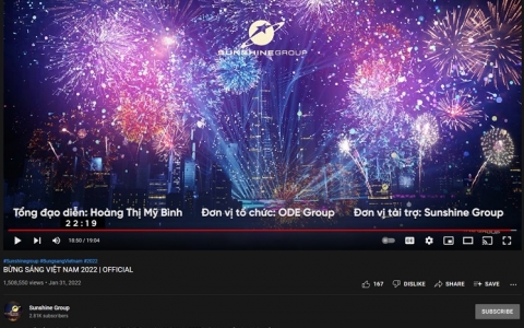 'Bừng sáng Việt Nam 2022' của ODE Group đạt hơn 1,5 triệu view sau 3 ngày đăng tải trên Youtube
